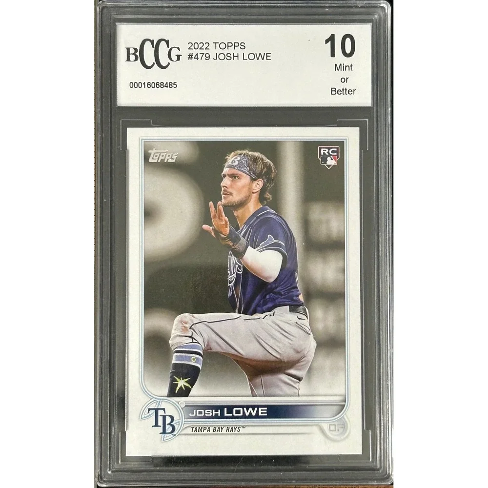2022 Topps Josh Lowe RC Tampa‎ Bay Rays Baseball Card BCCG 10 Mint Gem